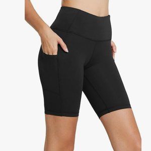 BALEAF Black 8" High Waist Biker Shorts